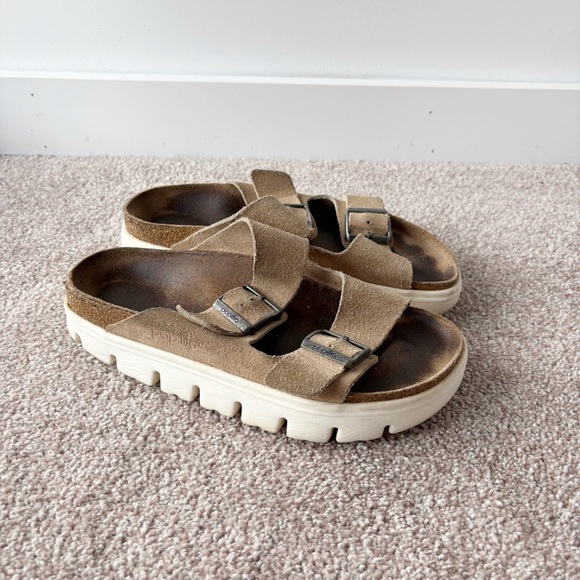 Papillio Birkenstock Women's Arizona Chunky Suede Platform Sandals Warm Sand 39 - Picture 2 of 7